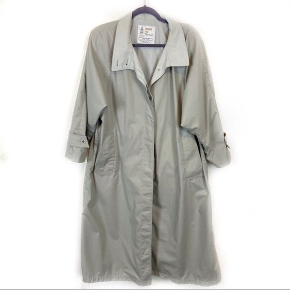 Vintage London Fog Tan Rain Trench Coat Sz 12